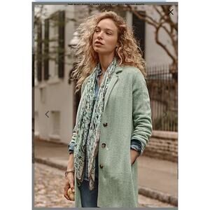 J. Jill Womens Double Knit Blazer Plus Size 3X Green Fall Preppy Long Cotton NEW
